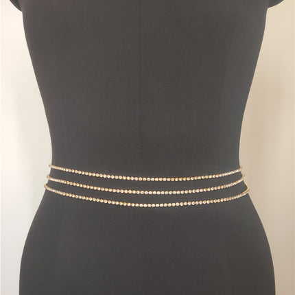 Sexy Body Jewelry Multilayer Rhinestone Waist Chain for Women