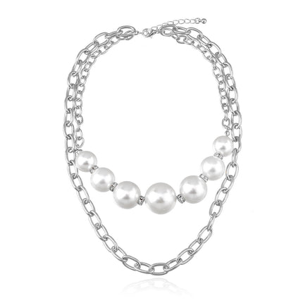Punk Round Beads Double Layered Necklace