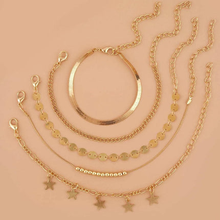 Multi-Layer Star Disc Beach Cuban Chain Foot Chain