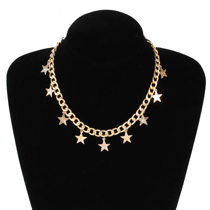 Star Charms Cuban Chain Necklace Jewelry