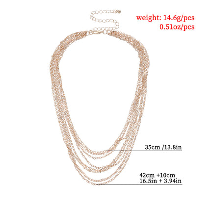 Multi Layer Tassel Metal Collarbone Chain Necklace - FASHION SHEGOODS LLC