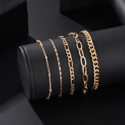 Simple Round Bead Chain Bracelet Set