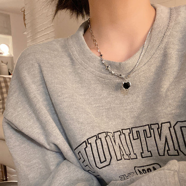 Love Star Rhinestone Chain Necklace Women - FASHION SHEGOODS LLC