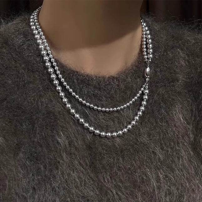 Layered Imitation Pearl Beaded Necklaces - FASHION SHEGOODS LLC