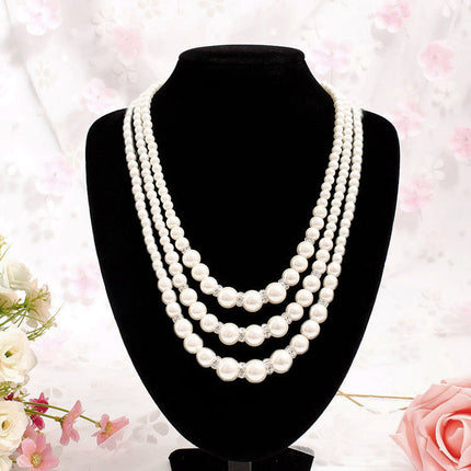 Multi-Layer Pearl Statement Bridal Choker Necklace for Wedding Party Jewelry - FASHION SHEGOODS LLC