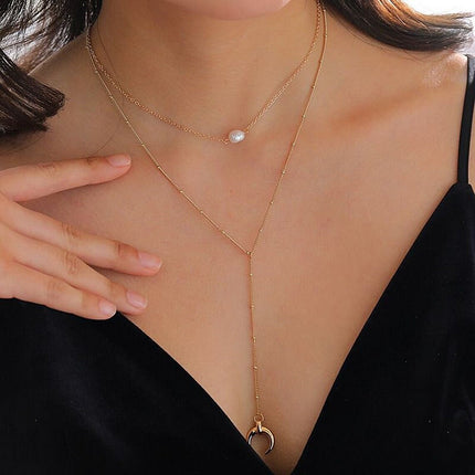 Imitation Pearl Tassels Necklace
