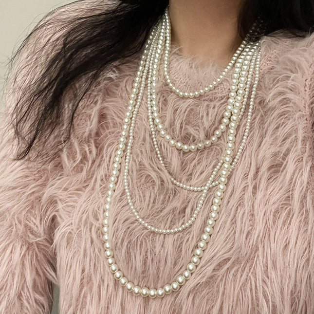 Pearl Beaded Necklace for Women Multi Long Strand Layered - FASHION SHEGOODS LLC