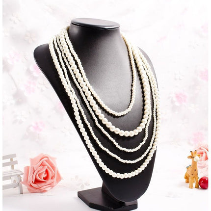 Multi-Layer Glass Pearl Sweater Necklace - FASHION SHEGOODS LLC