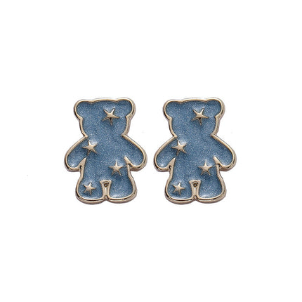 Blue Enamel Bear Earring