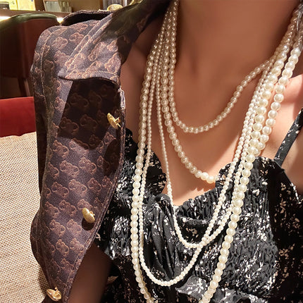 Layers Pearl Beaded Necklace Long Jewelry Women - FASHION SHEGOODS LLC