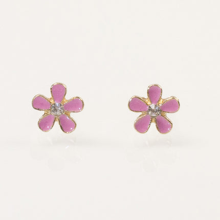 Pink Enamel Flower Earrings