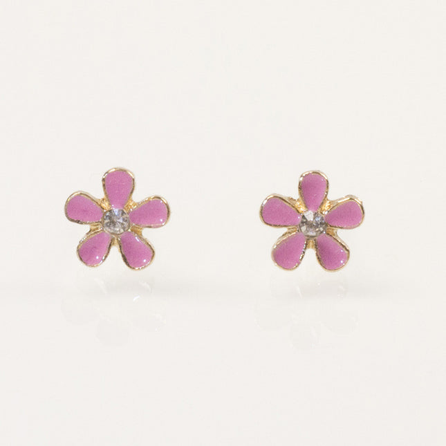 Pink Enamel Flower Earrings