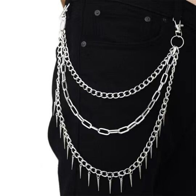 Punk Metal Rivets Pants Chain Multi-layer Waist Chain