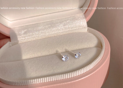 Round Crystal Zircon Stud Earrings
