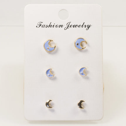 Star Moon Stud Earrings Set