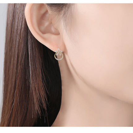 Opal Flower Stud Earrings - FASHION SHEGOODS LLC