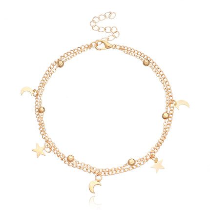 Summer Beach Sexy Double Layered Round Beads Star Feet Chain