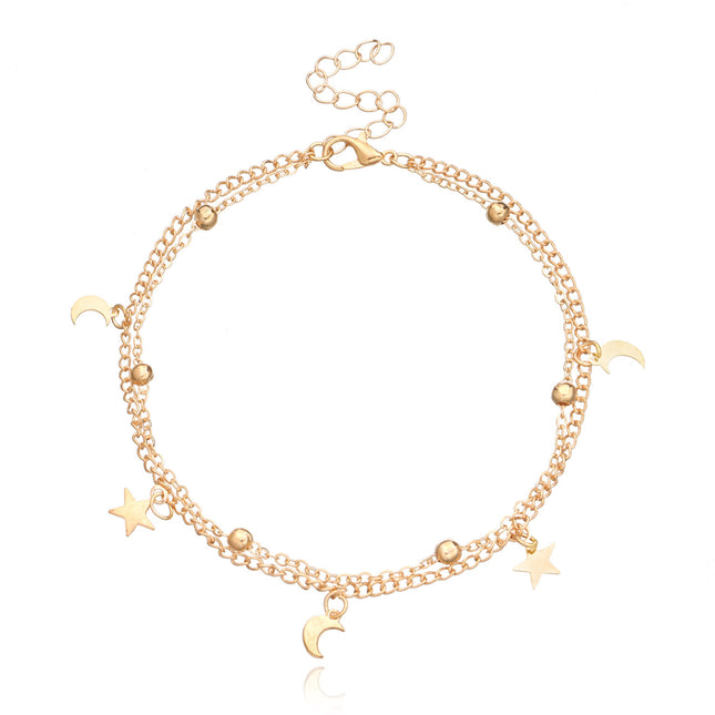 Summer Beach Sexy Double Layered Round Beads Star Feet Chain
