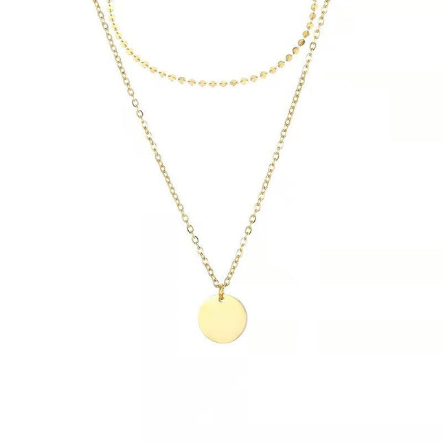 Coin Disc Necklace Chokers Double Layered Necklace