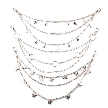 Punk Rock Layered Chain Belts Metal Keychains