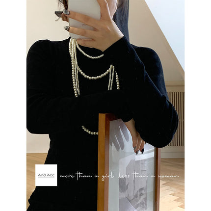 Multi Layer Pearl Necklace Luxury Chain Long Pearl Woman Necklace Jewelry - FASHION SHEGOODS LLC