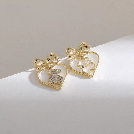 Heart Bow Lovely Drop Earrings
