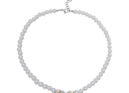 Pearl Rhinestone Bowknot Shiny Choker Necklace for Women