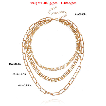 Vintage Punk Layered Metal Chain Necklace