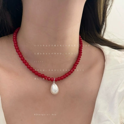 Glass Bead Drop Necklace - FASHION SHEGOODS LLC