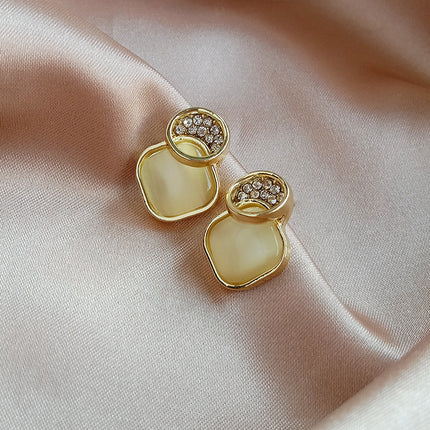 Rhinestone Opal Square Stud Earrings