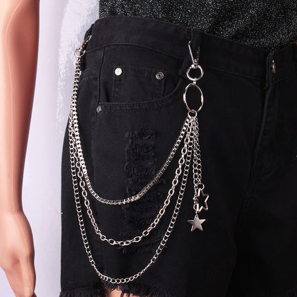 Multiple Layers Chain Charm Star Pendant Pants Belts Jeans Chain
