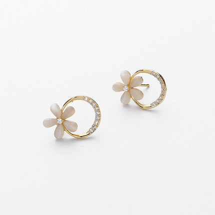 Opal Flower Stud Earrings - FASHION SHEGOODS LLC