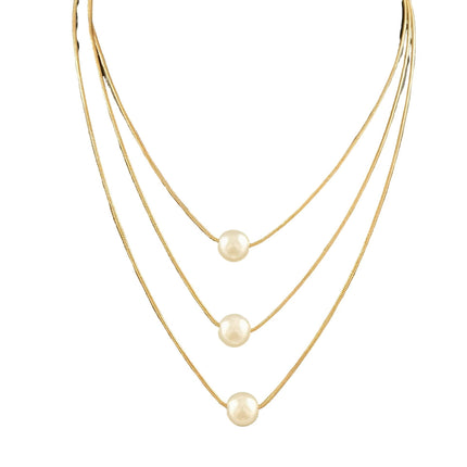 Multi-layer Pearl Snake Bone Chain Necklace - FASHION SHEGOODS LLC