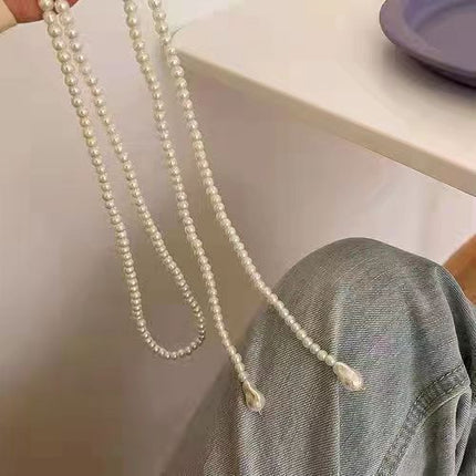 Long Chain Pearl Beaded Pendant Necklace - FASHION SHEGOODS LLC