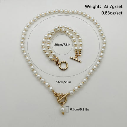 Imitation Pearl Pendant Necklace Bracelet - FASHION SHEGOODS LLC
