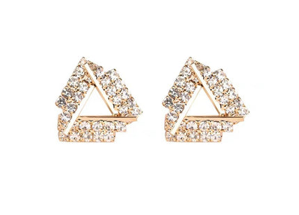 Full Rhinestone Triangle Shape Stud Earrings