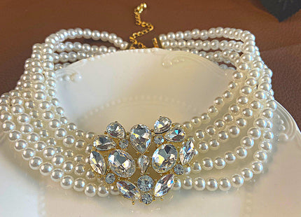 Exaggerated Crystal Colorful Large Heart Pearl Necklace