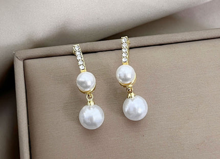 Rhinestone Pearl Tassel Earrings