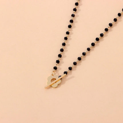 Black Crystal Beaded Chain Necklace