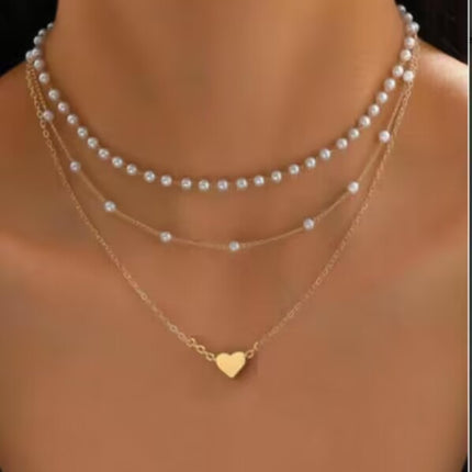 Pearl Pendant Multi-layer Necklace Stylish Women
