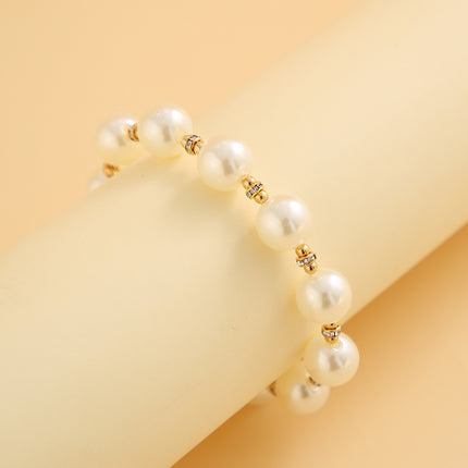 Retro Beaded Pearl Necklace Bracelet Earrings Jewelry Set