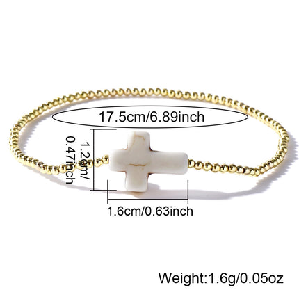 Bohemian Bead String Natural Stone Cross Bracelet