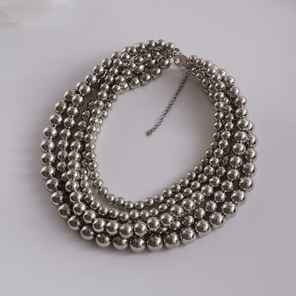 Metallic Bead Necklace Boho Layers Bead Necklace - FASHION SHEGOODS LLC