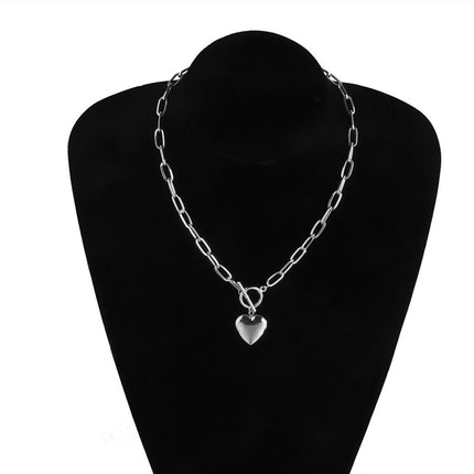 Heart Shape Pendant Chunky Chain Necklace - FASHION SHEGOODS LLC