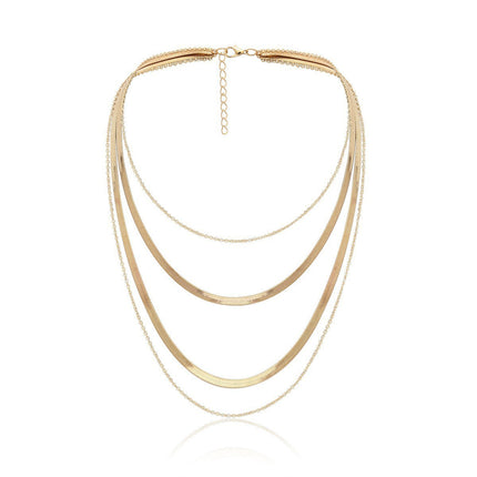 Multi Layer Snake Bone Chain Necklace Choker for Women