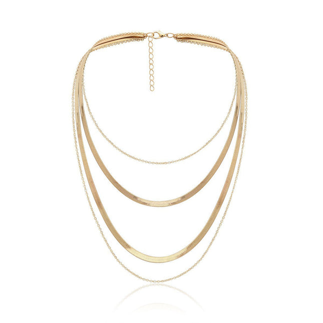 Multi Layer Snake Bone Chain Necklace Choker for Women