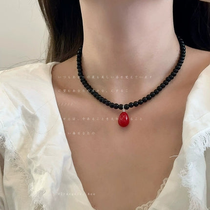 Glass Bead Drop Necklace - FASHION SHEGOODS LLC