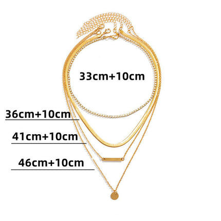 Multi Layer Rhinestone Chain Necklace Set - FASHION SHEGOODS LLC