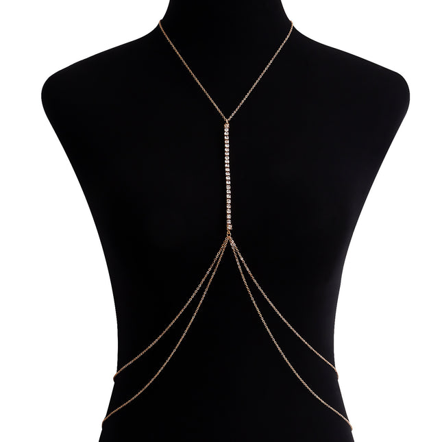 Simple Rhinestone Bikini Breast Chain Waist Chain Sexy Body Jewelry