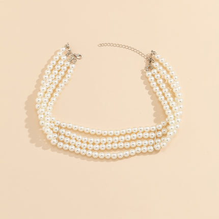 Handmade Beaded Multi Layer Pearl Necklace Statement - FASHION SHEGOODS LLC